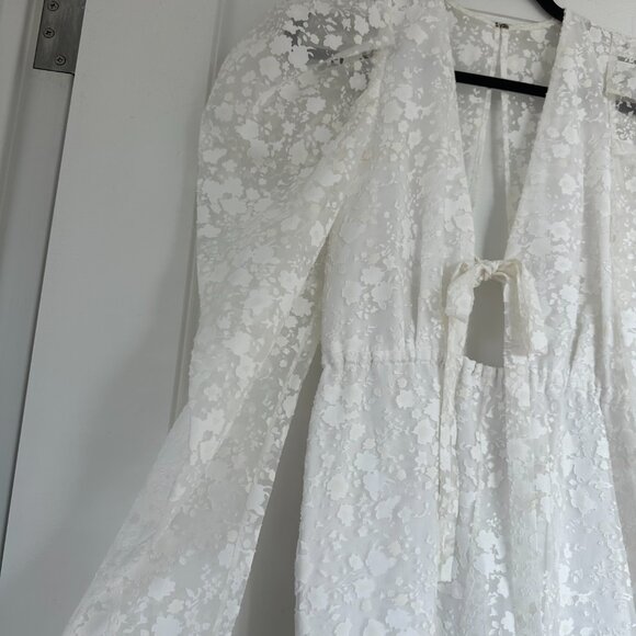 NWT Rosie Assoulin Victorian Dress Sz 4 White Organza Embroidered Floral Burnout - Picture 9 of 13